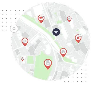 Mappa con le località delle proprietà e indicatori